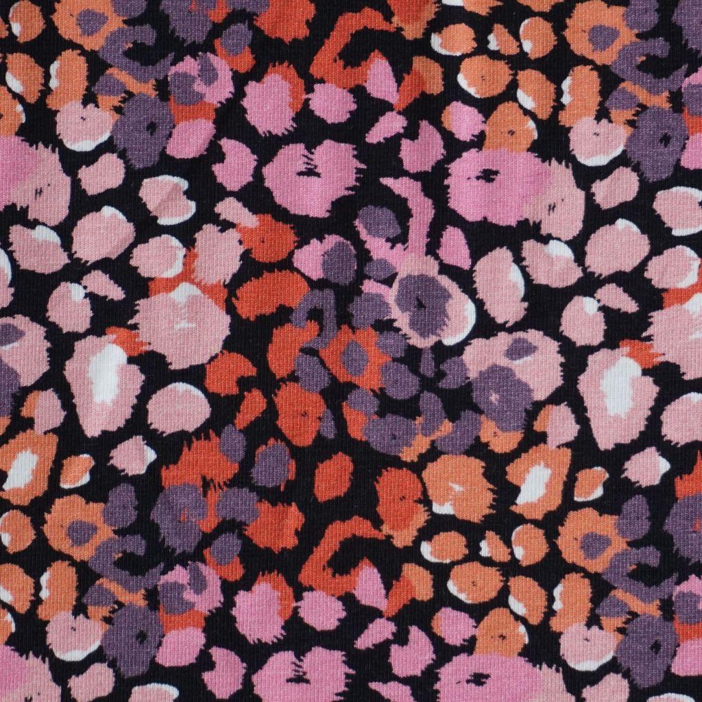 Baumwolljersey Animalprint Flecken rosa rot orange – FVJ