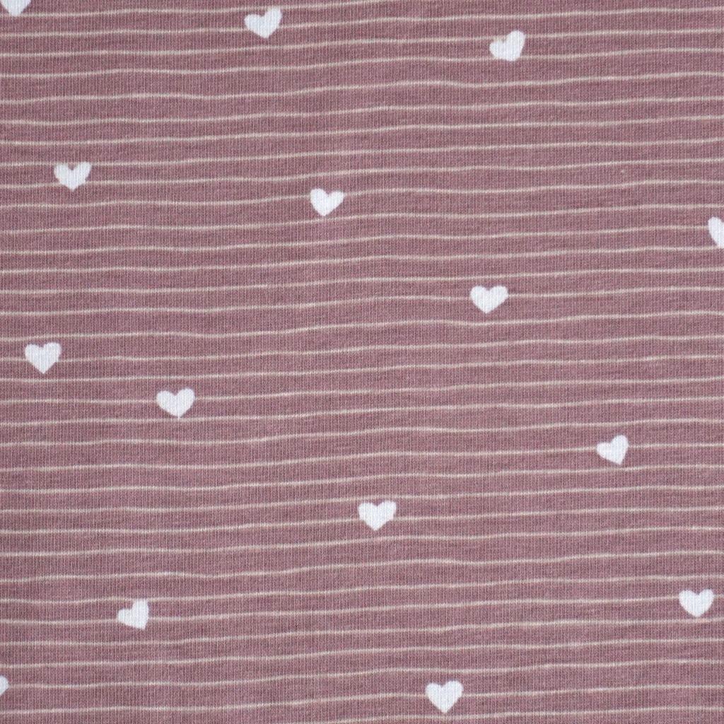 Baumwolljersey Herzen feine Streifen altrosa