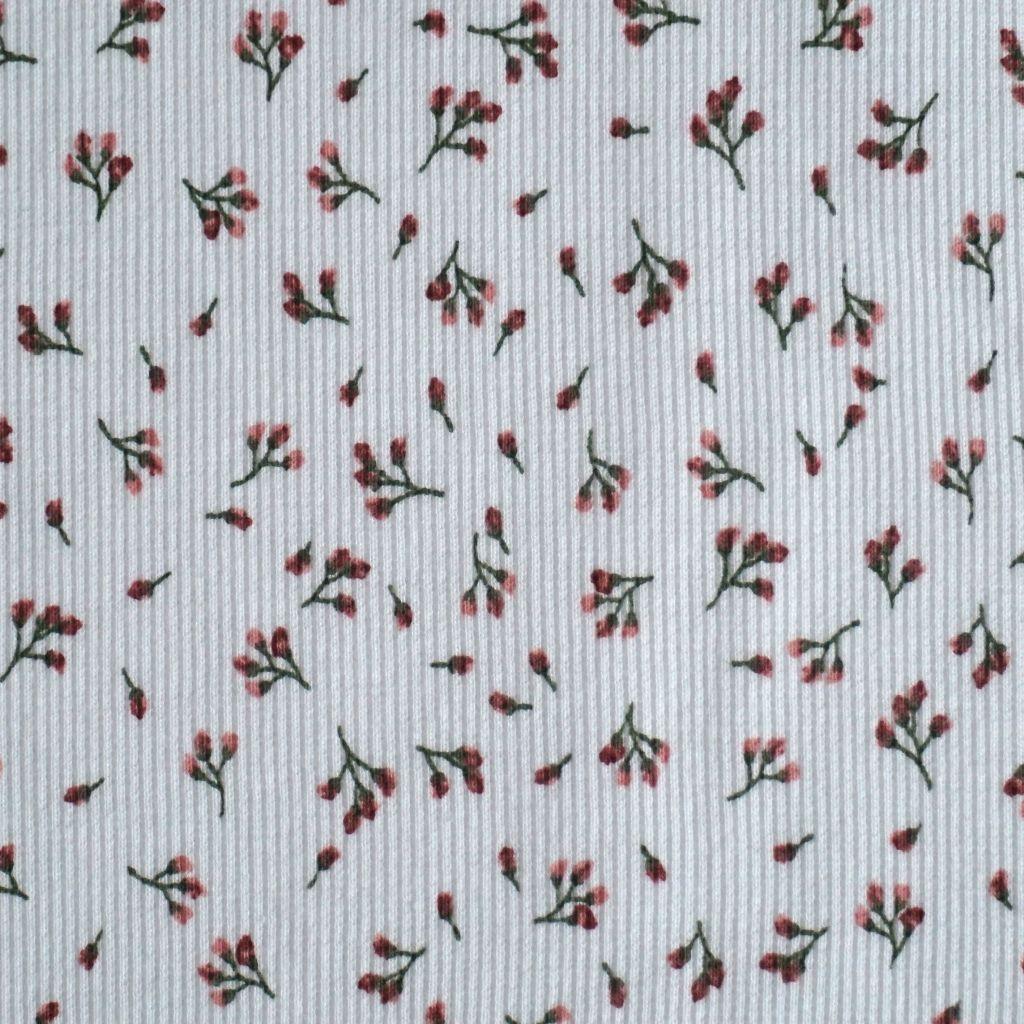 Feinripp-Jersey aus Baumwolle kleine Streublümchen weiß