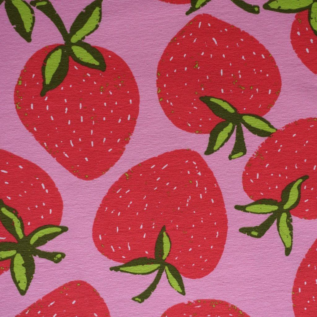 Baumwolljersey Big Erdbeere rosa rot