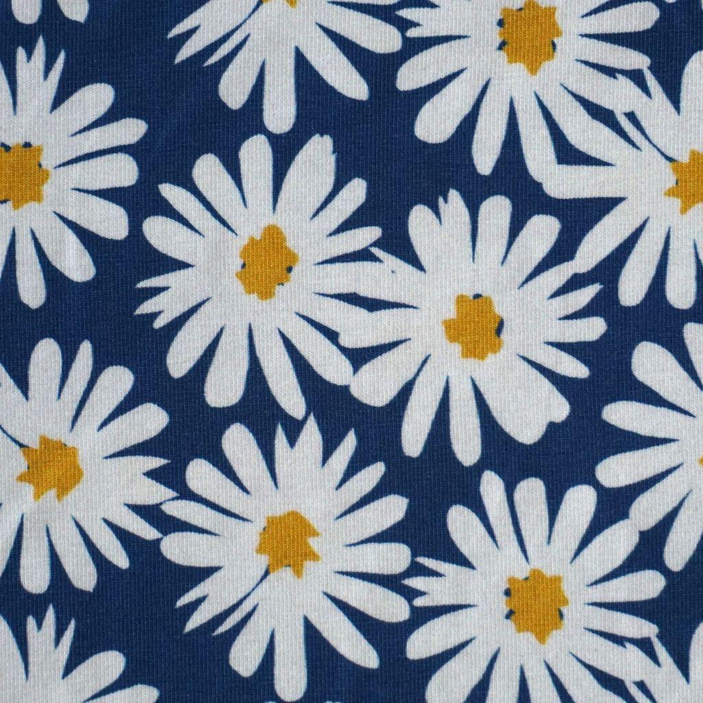 Baumwolljersey Margeriten blau weiß – FVJ