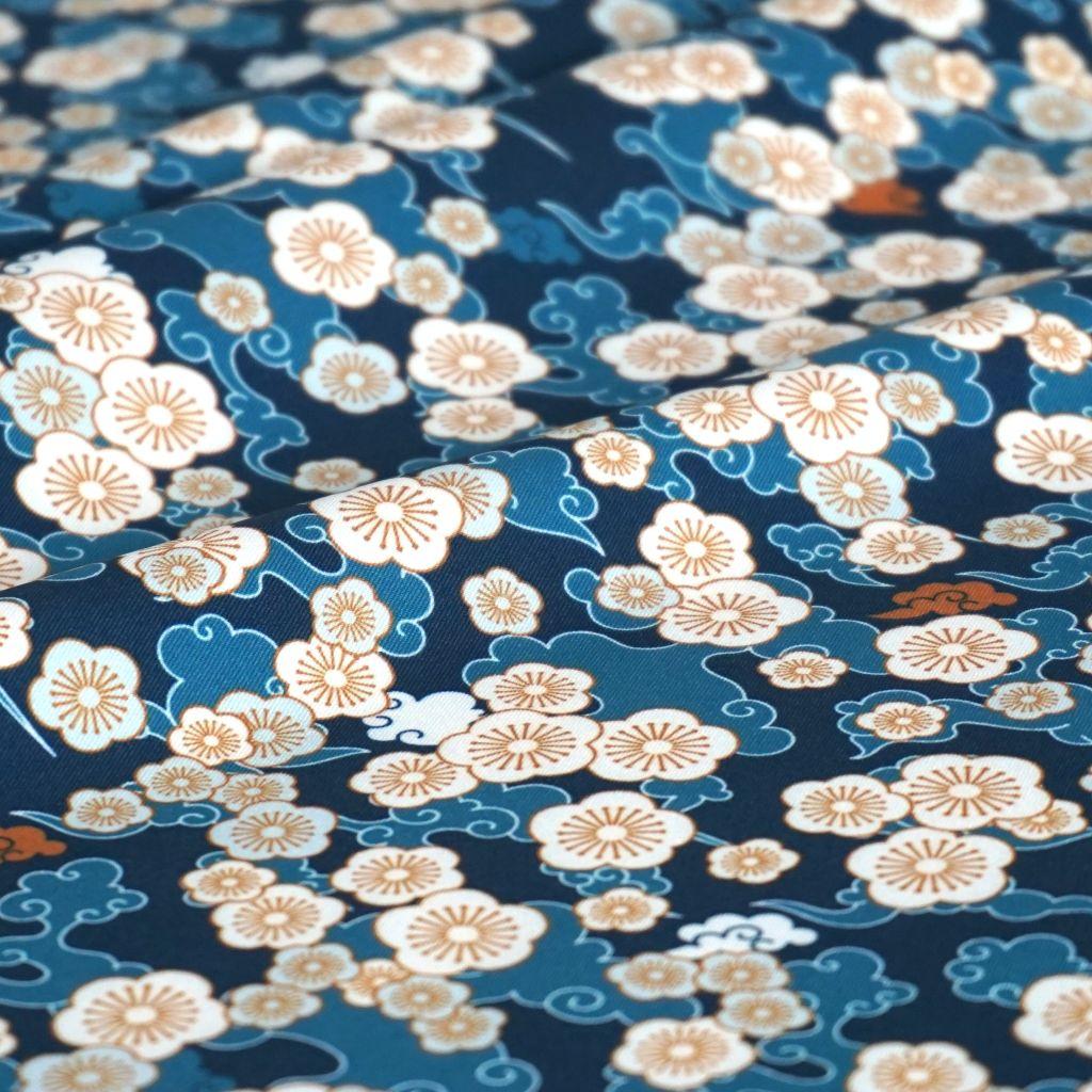 Sport Yoga Jersey Kunstfaser Blumen petrol blau