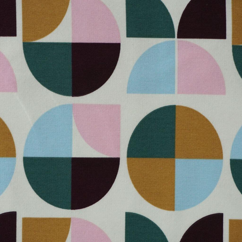 REST Stretch-Sweat Geometrisches lila rosa, gelb, grün