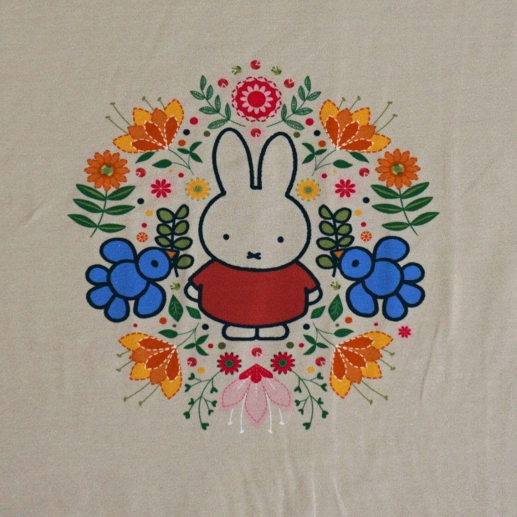 Baumwolljersey Panel Miffy Nijntje Kaninchen im Blütenkranz