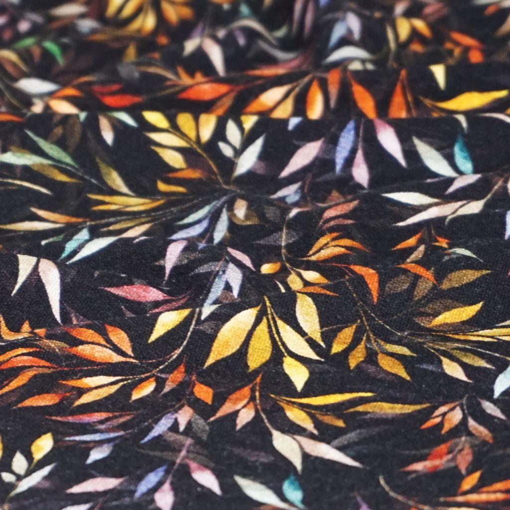 Viskosejersey Crepe Blätter herbstbunt - FVJ