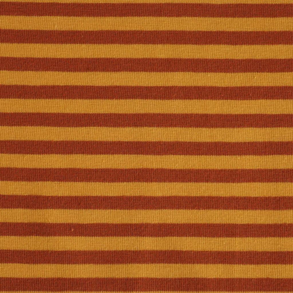 Baumwolljersey Streifen 4mm gelb braun