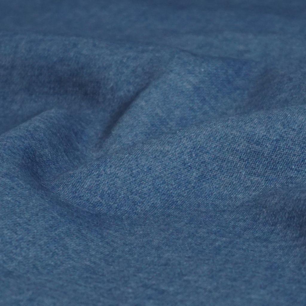 Sweat Stoff Jeanslook bedruckt blau melange - Glitzerpüppi
