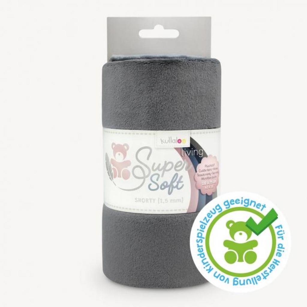 Plüschstoff Shorty uni 75x100cm aschgrau – Kullaloo