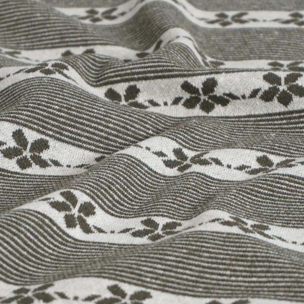 Jacquard-Strick Blumenmuster Streifen Tracht olivgrün