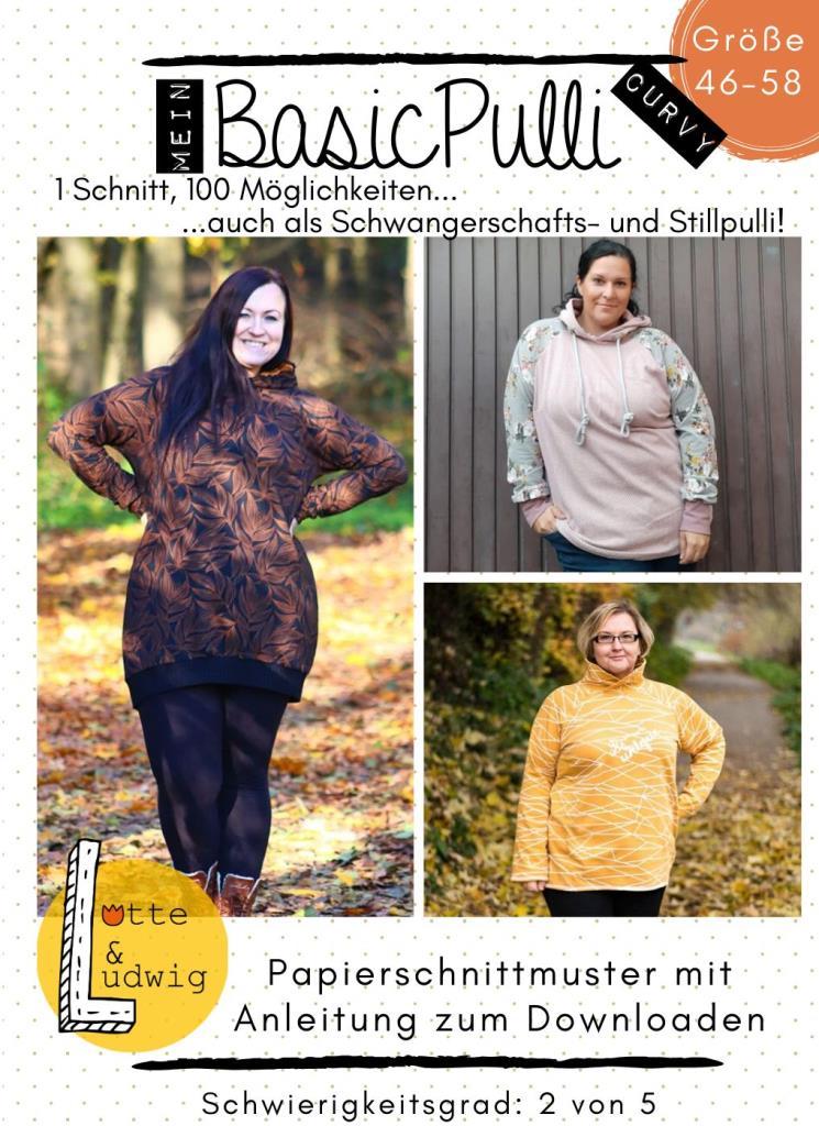 Papierschnittmuster Basic-Pulli Curvy Gr. 46-58