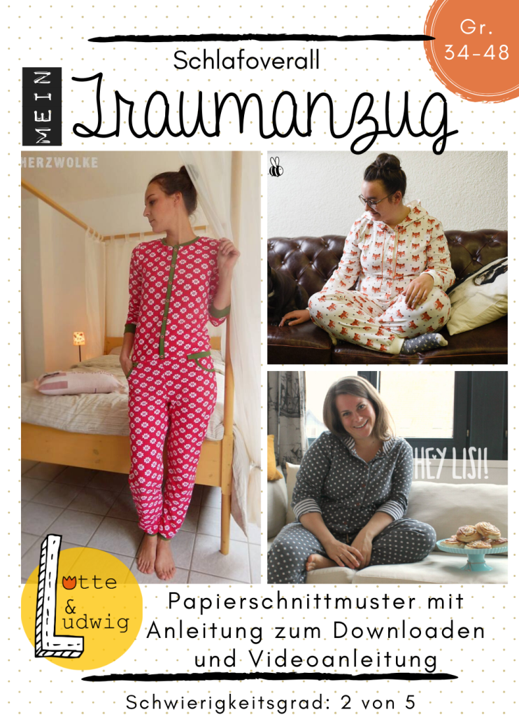 Papierschnittmuster Schlafoverall Traumanzug Gr. 34-48