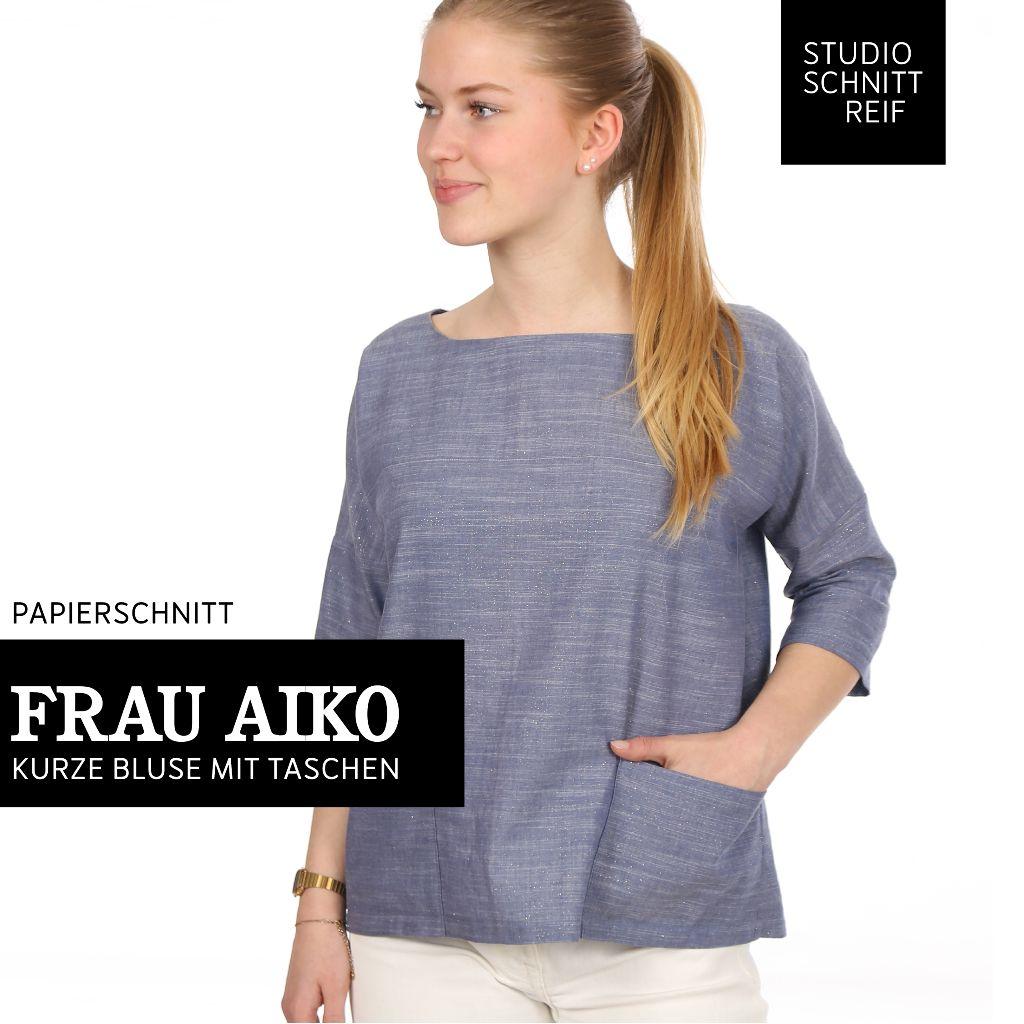 Papierschnittmuster Bluse mit Taschen Frau Aiko XXS-L