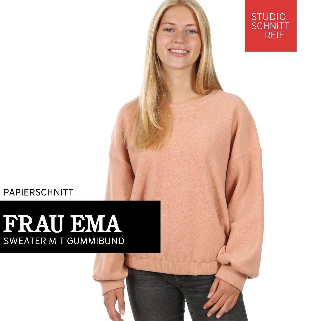 Papierschnittmuster Sweater mit Gummibund  Frau Ema XS-XXL