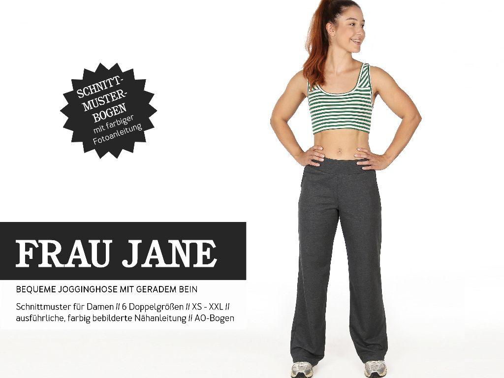 Papierschnittmuster gerade Jogginghose Frau Jane XS-XXL