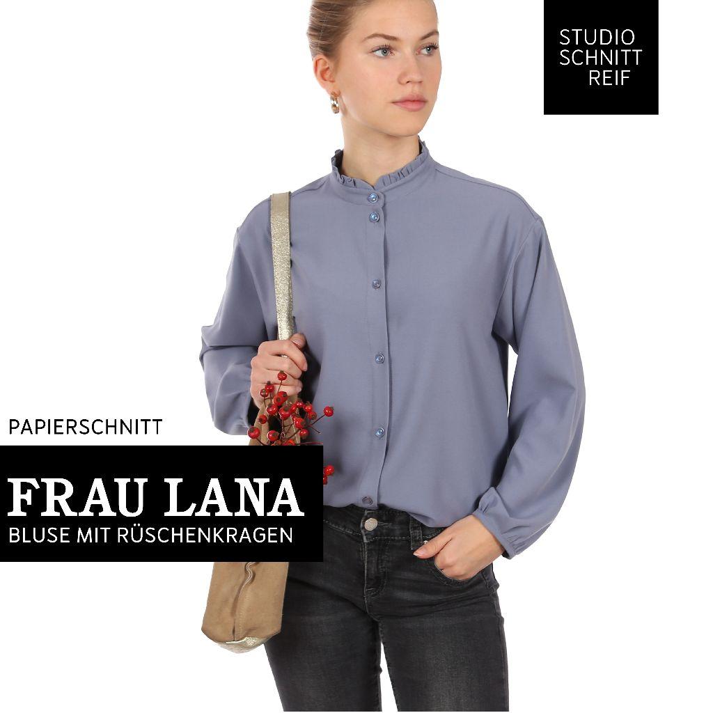 Papierschnittmuster Bluse mit Rüschenkragen Frau Lana XS-XXL
