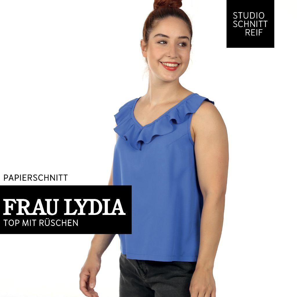 Papierschnittmuster Top mit V-Volant Frau Lydia XS-XXL