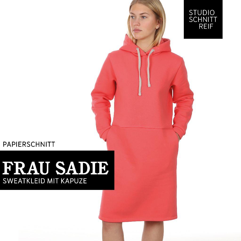 Papierschnittmuster Sweatkleid mit Kapuze Frau Sadie XS-XXL
