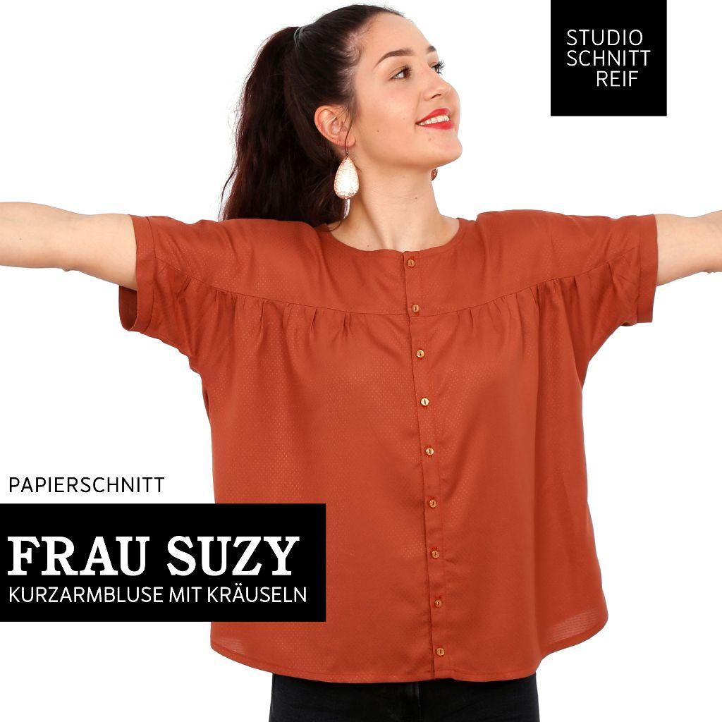 Papierschnittmuster Kurzarmbluse Frau Suzy XS-XXL