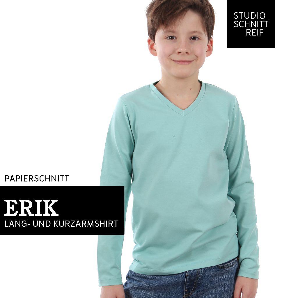 Papierschnittmuster Basicshirt mit V Erik Gr. 86-152