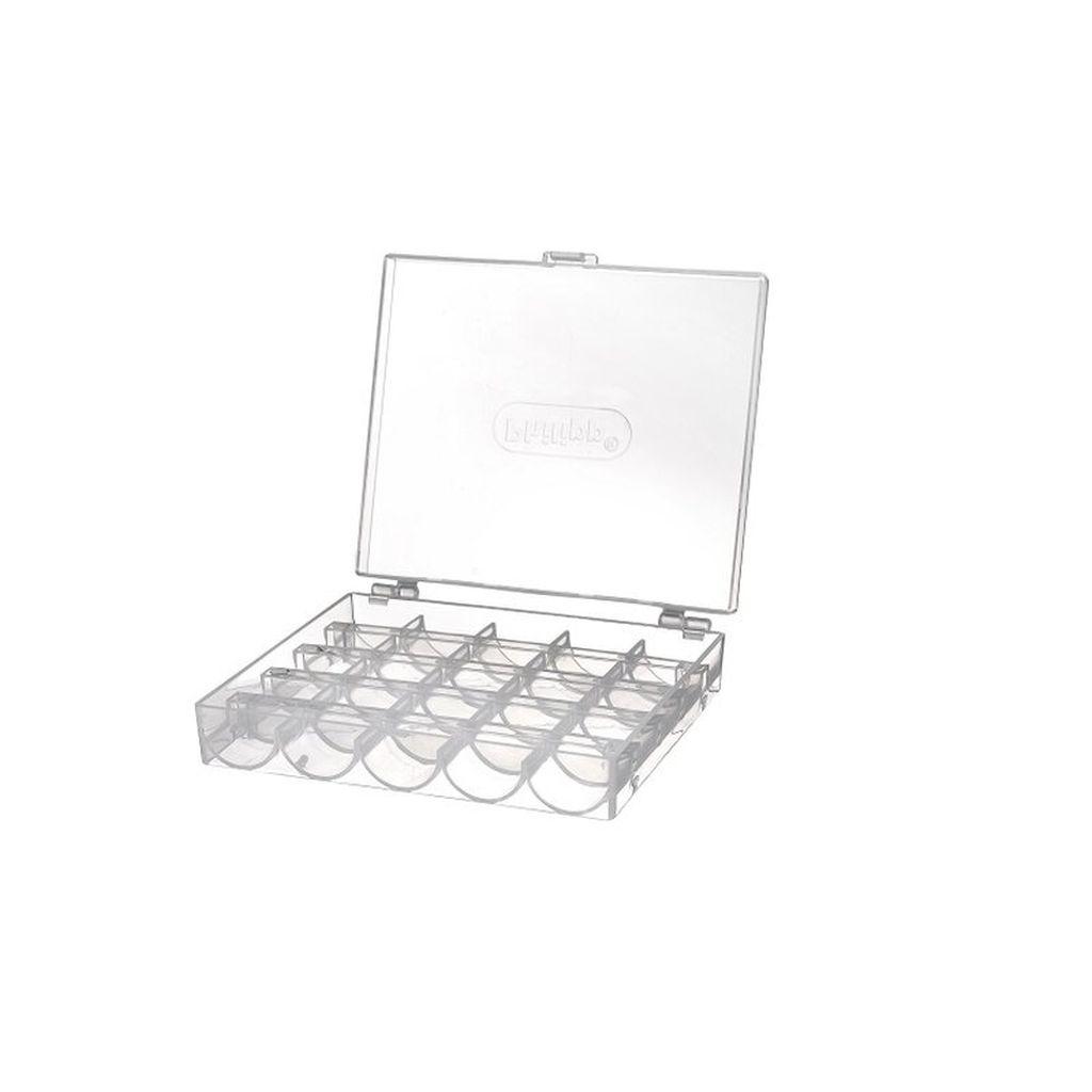 Spulenbox für 25 Spulen transparent leer