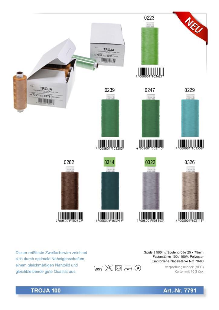 Nähfaden Allesnäher Troja No.100 500m Pappspule