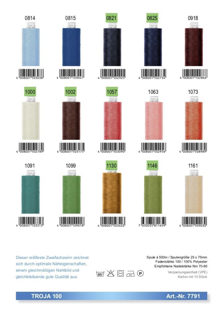 Nähfaden Allesnäher Troja No.100 500m Pappspule