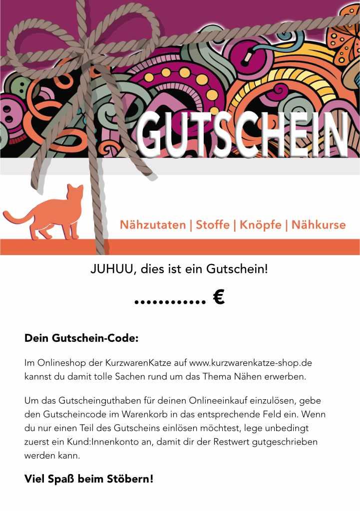 25,00€ Geschenkgutschein Onlineshop KurzwarenKatze